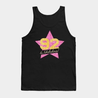 92nd Birthday Gifts Women Fabulous - Pink Gold Tank Top